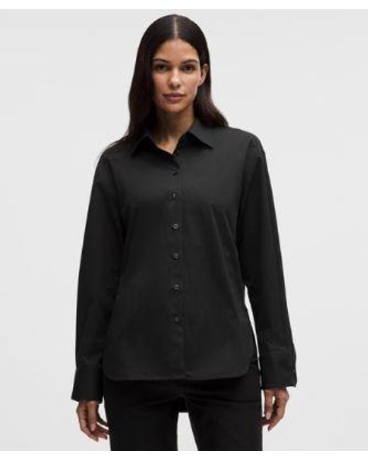 lululemon athletica Black Woven Relaxed-Fit Button-Up Shirt