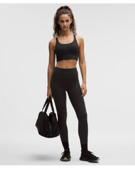 lululemon athletica Black Energy Longline Bra Medium Support B-D Cups Evolve