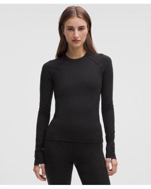 lululemon athletica Black – Merino Crewneck Base Layer – Wool-Blend – – Size Large