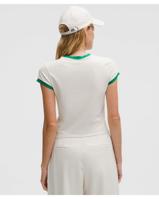 lululemon athletica White Organic Cotton Ringer Baby Tee