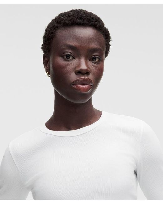 lululemon athletica White – Little Ribbed Long-Sleeve Tee – – Size 6