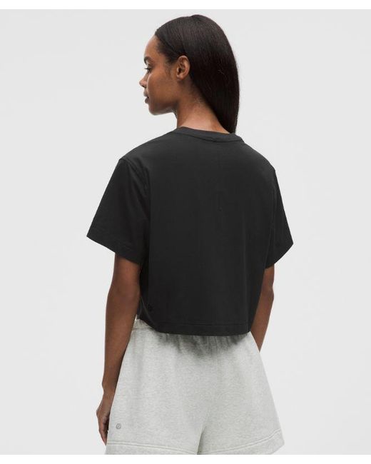 lululemon athletica Black – All Yours Organic Cropped T-Shirt – Cotton-Blend – – Size Large