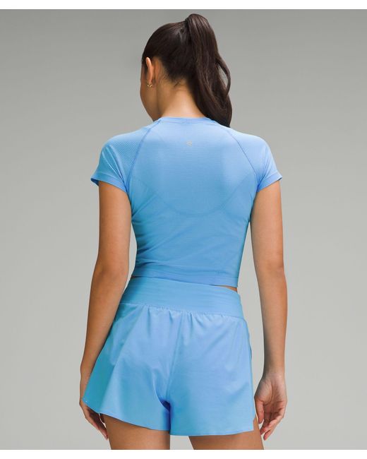 lululemon athletica Blue Swiftly Tech Cropped Short-sleeve Shirt 2.0