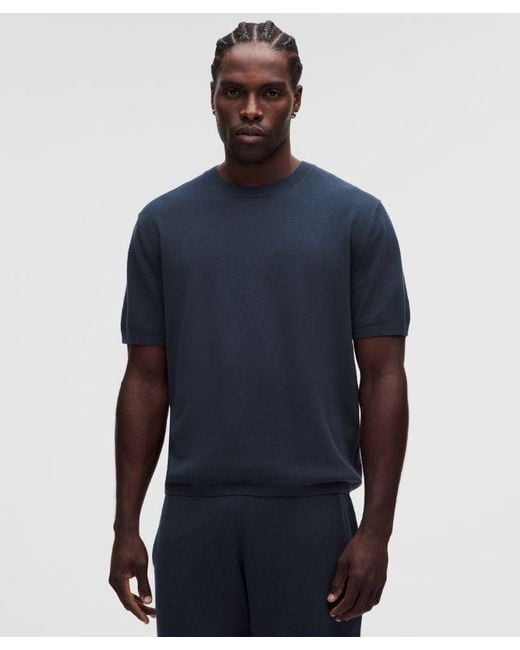 lululemon athletica Blue – Knit T-Shirt – Cotton-Blend – – Size Large for men