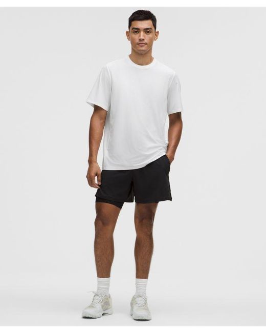 lululemon athletica White Uv-Protective Striped Mesh Tennis T-Shirt for men