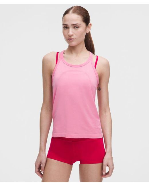lululemon athletica Red – Swiftly Tech Round-Neck Racerback Tank Top 2.4 Waist Length – – Size 4
