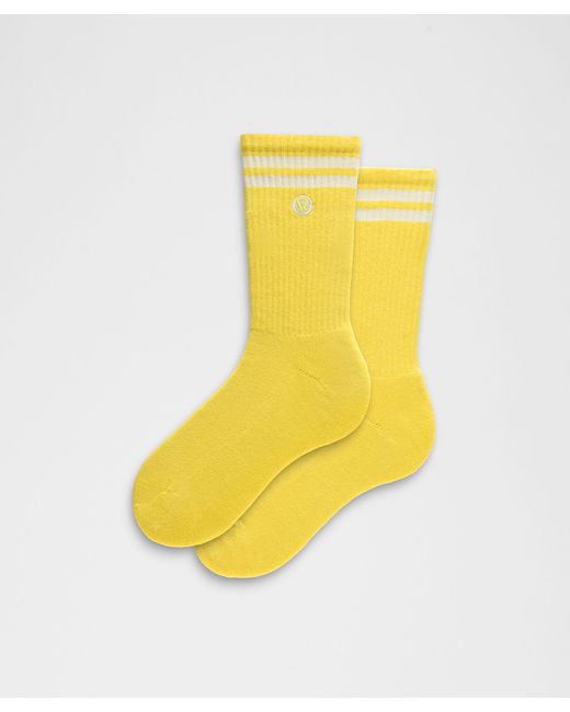 lululemon athletica Yellow – Daily Essential Crew Socks Stripe – – Size Large