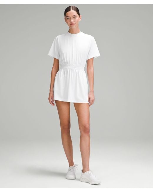 lululemon Smocked-Waist T-Shirt Dress in White | Lyst lululemon Smocked-Waist T-Shirt Dress in White | Lyst