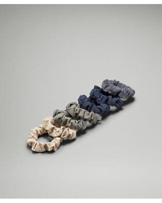 lululemon athletica Metallic Uplifting Hair Scrunchies 7 Pack - Color Grey/blue/khaki