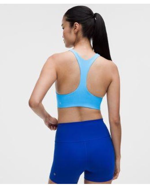 lululemon athletica Blue – All-Time Hero Ribbed Sports Bra Medium Support, B/C Cup – – Size Large