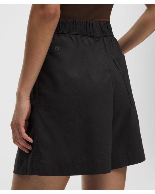lululemon athletica Black – Lululinen High-Rise Relaxed-Fit Shorts – 7" – – Size Large