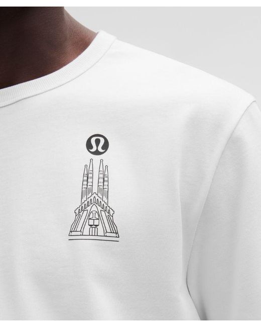 lululemon athletica White – Cotton Jersey T-Shirt Barcelona – – Size Large for men