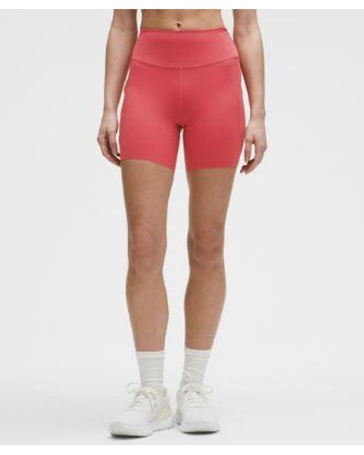 lululemon athletica Red – Fast And Free High-Rise Shorts 5 Pocket – 6" – – Size 4