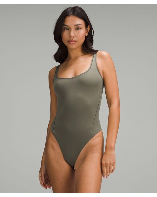 lululemon athletica Green Wundermost Bodysuit - Ultra-soft Nulu Square-neck Sleeveless Bodysuit
