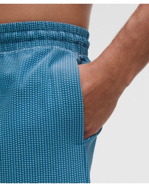 lululemon athletica Blue Textured Swim Short 5" for men