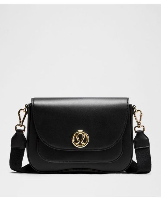 lululemon athletica Black Leather Alternative Crossbody Bag 1.5L