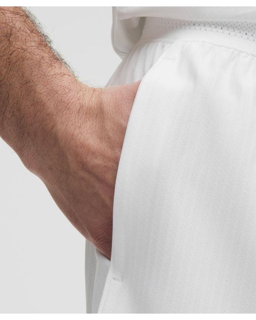 lululemon athletica White Striped Mesh Tennis Short 5" for men