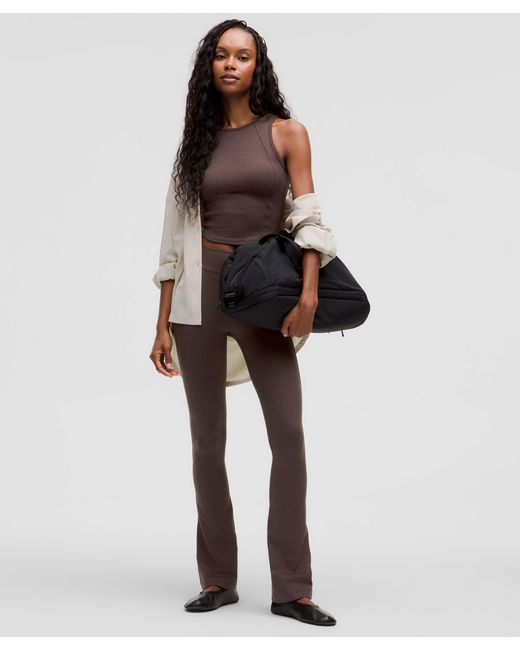 lululemon athletica Brown Softy Suedey Split-Hem High-Rise Mini-Flare Pant