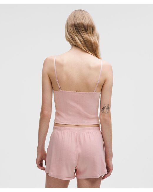 lululemon athletica Pink Cotton Pointelle Cropped Cami Tank Top