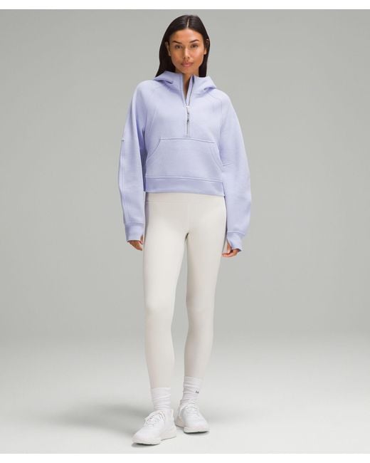 Embroidered Scuba Lilac Hoodie For Women Half Zip Define Yoga