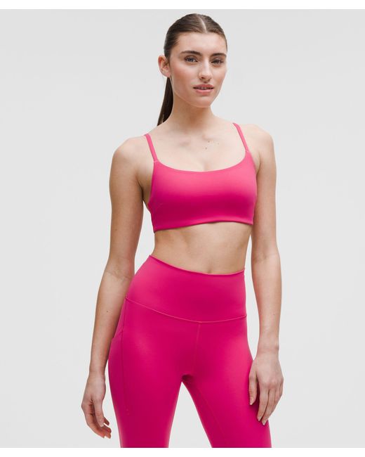 lululemon athletica Pink Wunder Train Strappy Racer Bra Light Support, C/D Cup