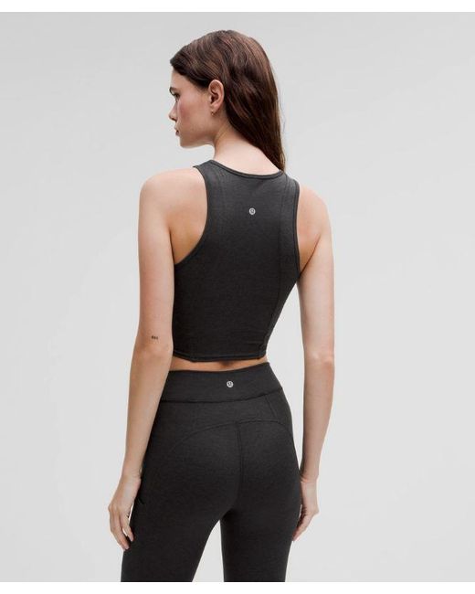 lululemon athletica Black Softy Suedey Crewneck Cropped Tank Top