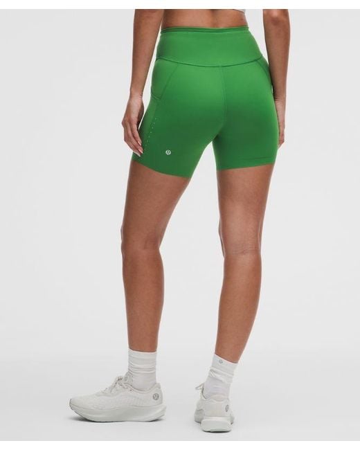 lululemon athletica Green – Fast And Free High-Rise Shorts 5 Pocket – 6" – – Size 4