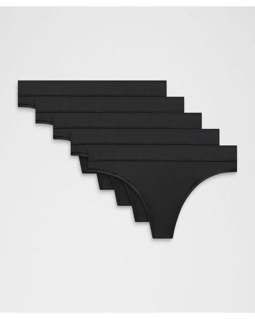 lululemon athletica Black – Underease Mid-Rise Thong Underwear 5 Pack – – Size Large