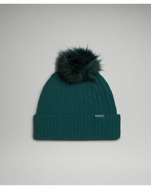 lululemon athletica Green – Cable Knit Pom Beanie Hat –