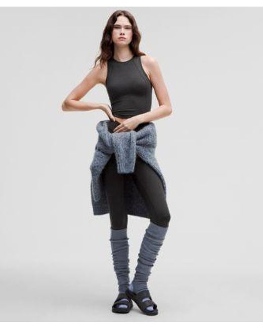 lululemon athletica Black Softy Suedey Crewneck Cropped Tank Top