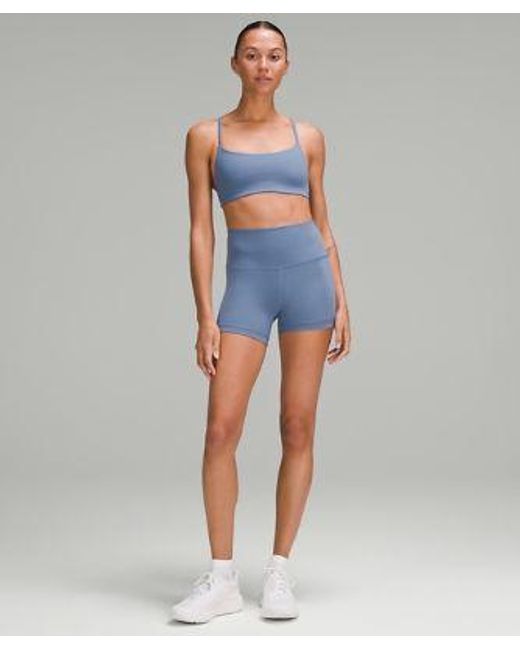 lululemon athletica Blue Wunder Train Strappy Racer Bra Ribbed Light Support, A/b Cup