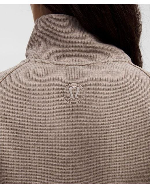 lululemon athletica Brown – Scuba Cropped Funnel-Neck Half Zip Sweatshirt Waffle – –