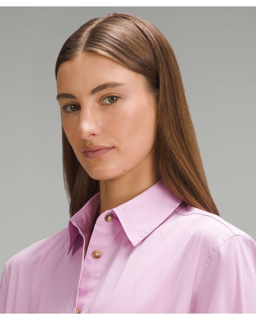 lululemon athletica Pink Relaxed-fit Cotton-blend Poplin Button-down Shirt