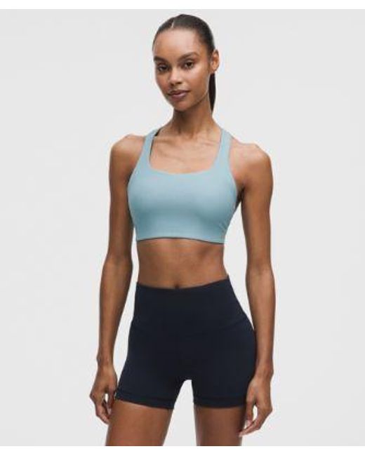 lululemon athletica Blue – All-Time Hero Ribbed Sports Bra Medium Support, B/C Cup – – Size Large