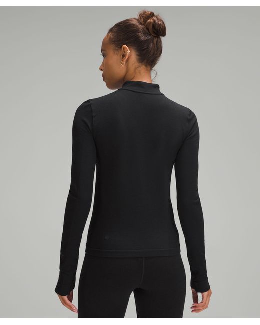 lululemon athletica Black Merino Wool-Blend Base Layer Half Zip