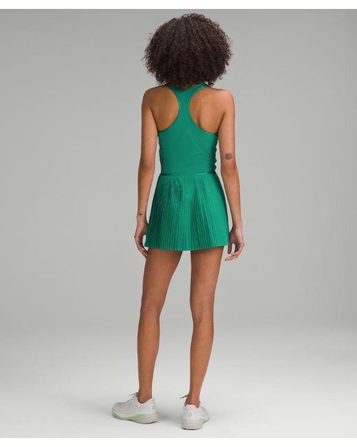 lululemon athletica Green Scoop-neck Pleated Linerless Tennis Dress