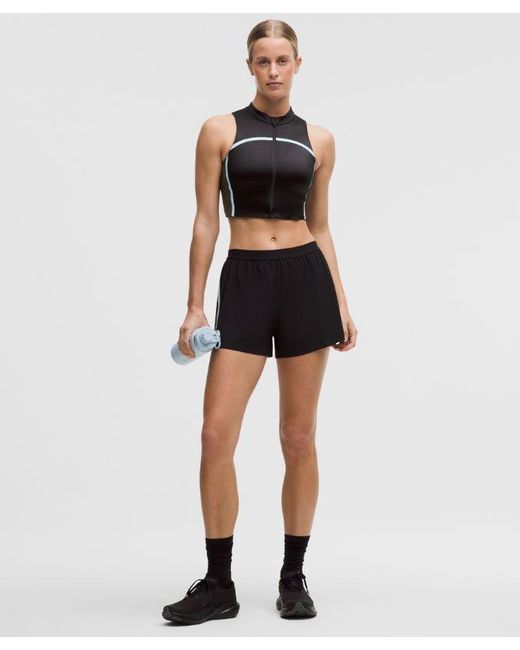 lululemon athletica Black – Satin Shine Full-Zip Tank Top Medium Support, B/C Cup Stripe – – Size Medium
