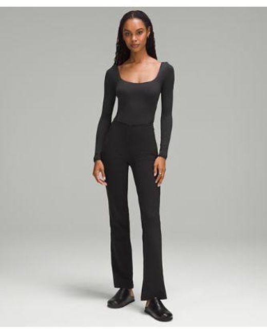 lululemon athletica Gray Wundermost Ultra-Soft Nulu Square-Neck Long-Sleeve Bodysuit