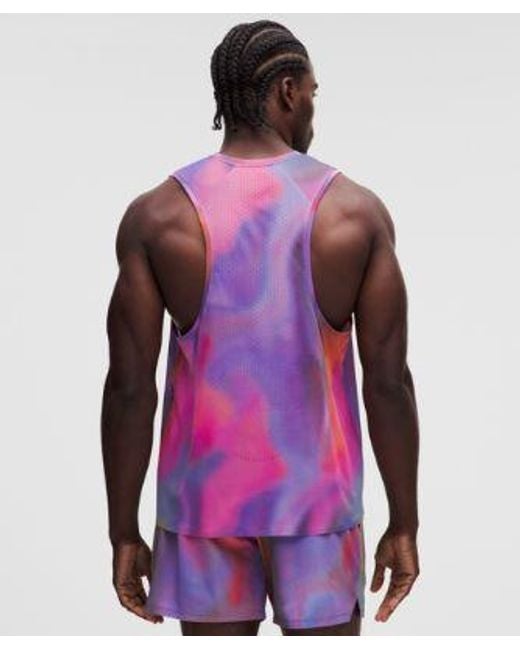 lululemon athletica Red – Fast And Free Singlet Race Length – Color Printed – Size Large for men