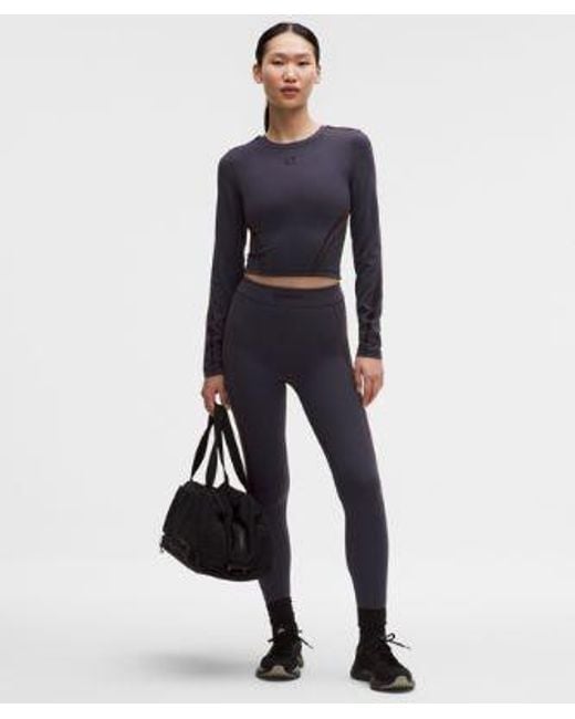lululemon athletica Blue – Wunder Train Cropped Long-Sleeve Shirt Flocked – – Size 4