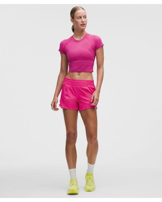 lululemon athletica Pink Hotty Hot High-Rise Lined Short 4"