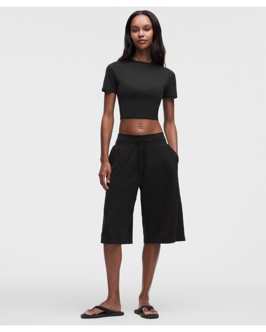 lululemon athletica Black Wundermost Ultra-Soft Nulu Crewneck Cropped T-Shirt