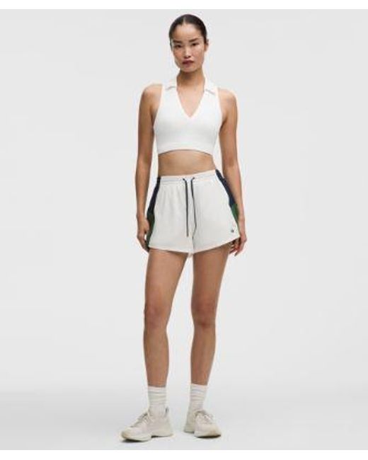 lululemon athletica White – Collared Longline Ribbed Tennis Sports Bra Medium Support, B/C Cup – – Size 14
