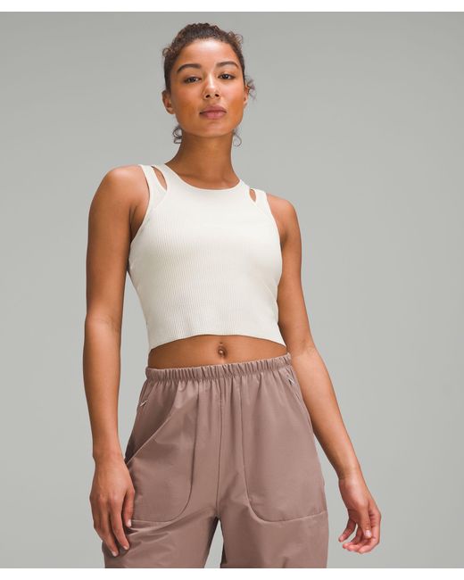 lululemon athletica Brown – 'Cut-Out Knit Tank Top – –