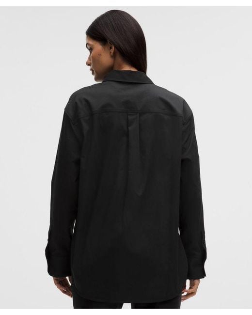 lululemon athletica Black Woven Relaxed-Fit Button-Up Shirt