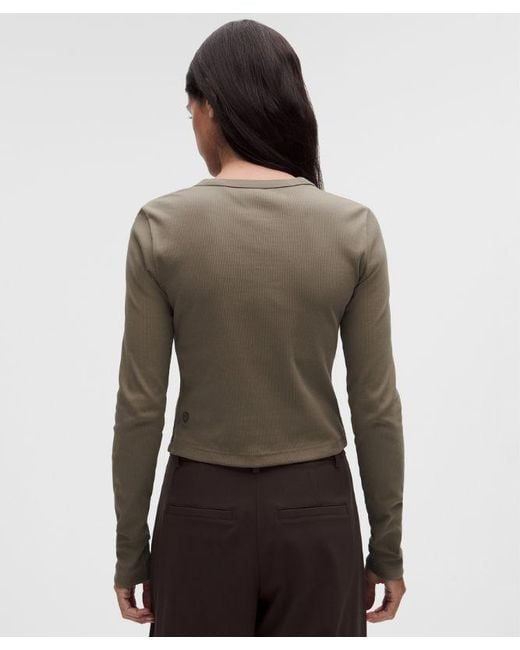 lululemon athletica Brown – Little Ribbed Long-Sleeve Tee – – Size 6