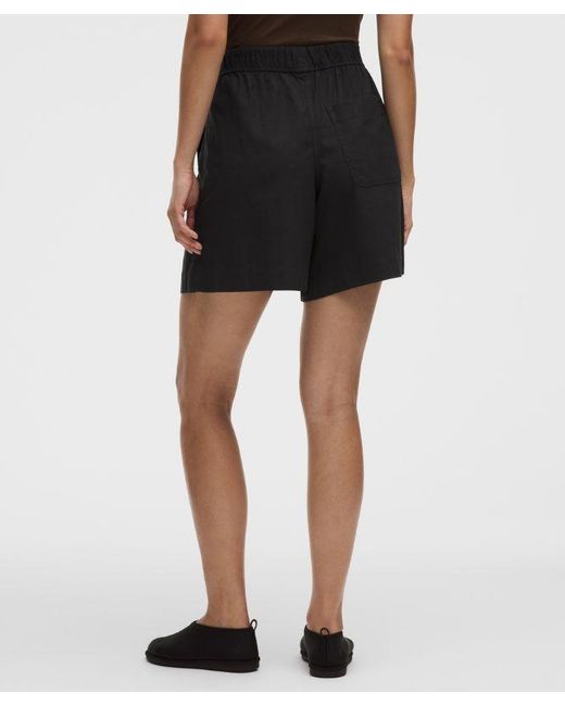 lululemon athletica Black – Lululinen High-Rise Relaxed-Fit Shorts – 7" – – Size Large