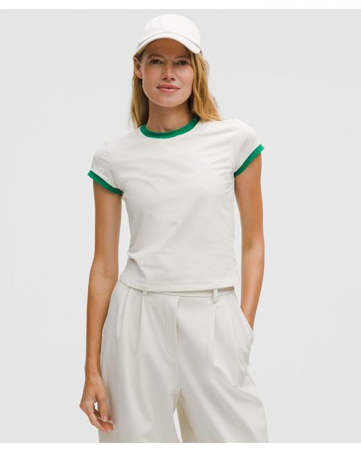 lululemon athletica White Organic Cotton Ringer Baby Tee