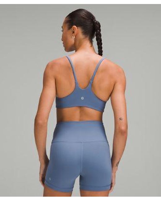 lululemon athletica Blue Wunder Train Strappy Racer Bra Ribbed Light Support, A/b Cup