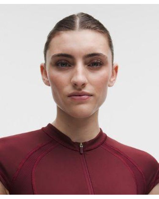 lululemon athletica Red – Everlux Panelled Short-Sleeve Shirt – Color Burgundy/ – Size Large